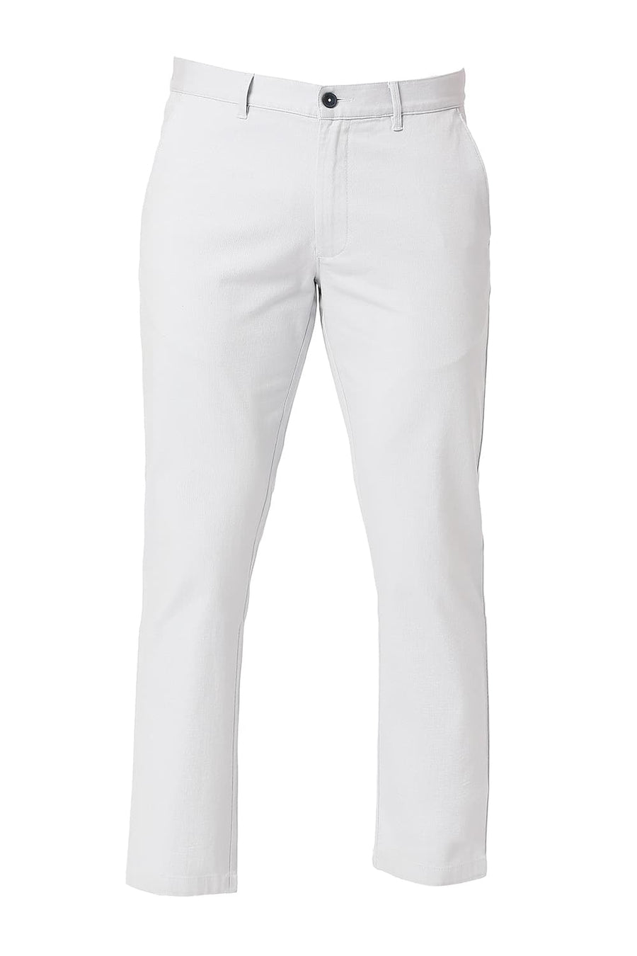 BASICS TAPERED FIT PEARL BLUE COTTON STRETCH DOBBY TROUSERS