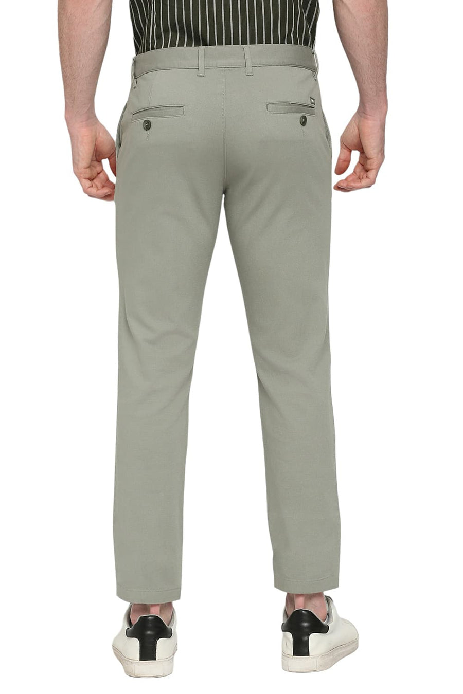 BASICS TAPERED FIT GREEN BAY COTTON STRETCH DOBBY TROUSERS