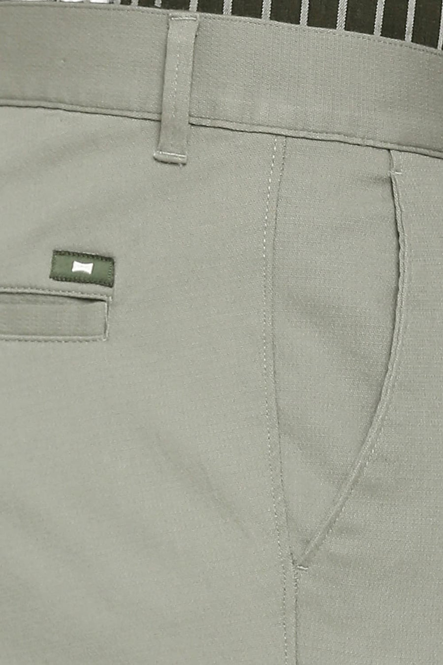 BASICS TAPERED FIT GREEN BAY COTTON STRETCH DOBBY TROUSERS