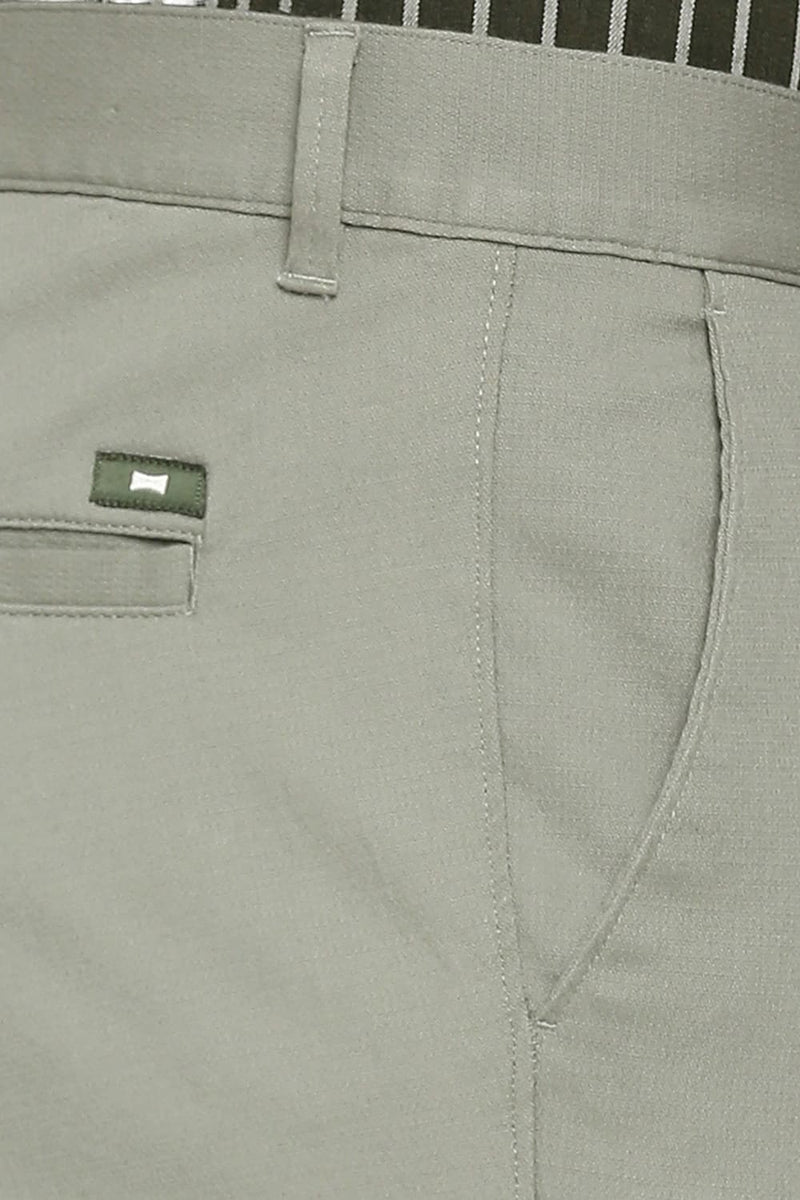 TAPERED FIT COTTON STRETCH DOBBY TROUSERS