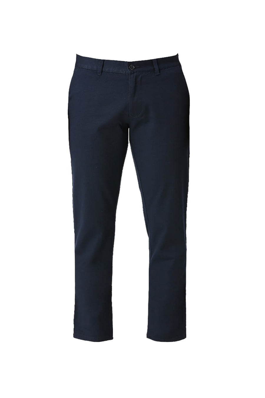BASICS TAPERED FIT DIPPER NAVY COTTON STRETCH DOBBY TROUSERS