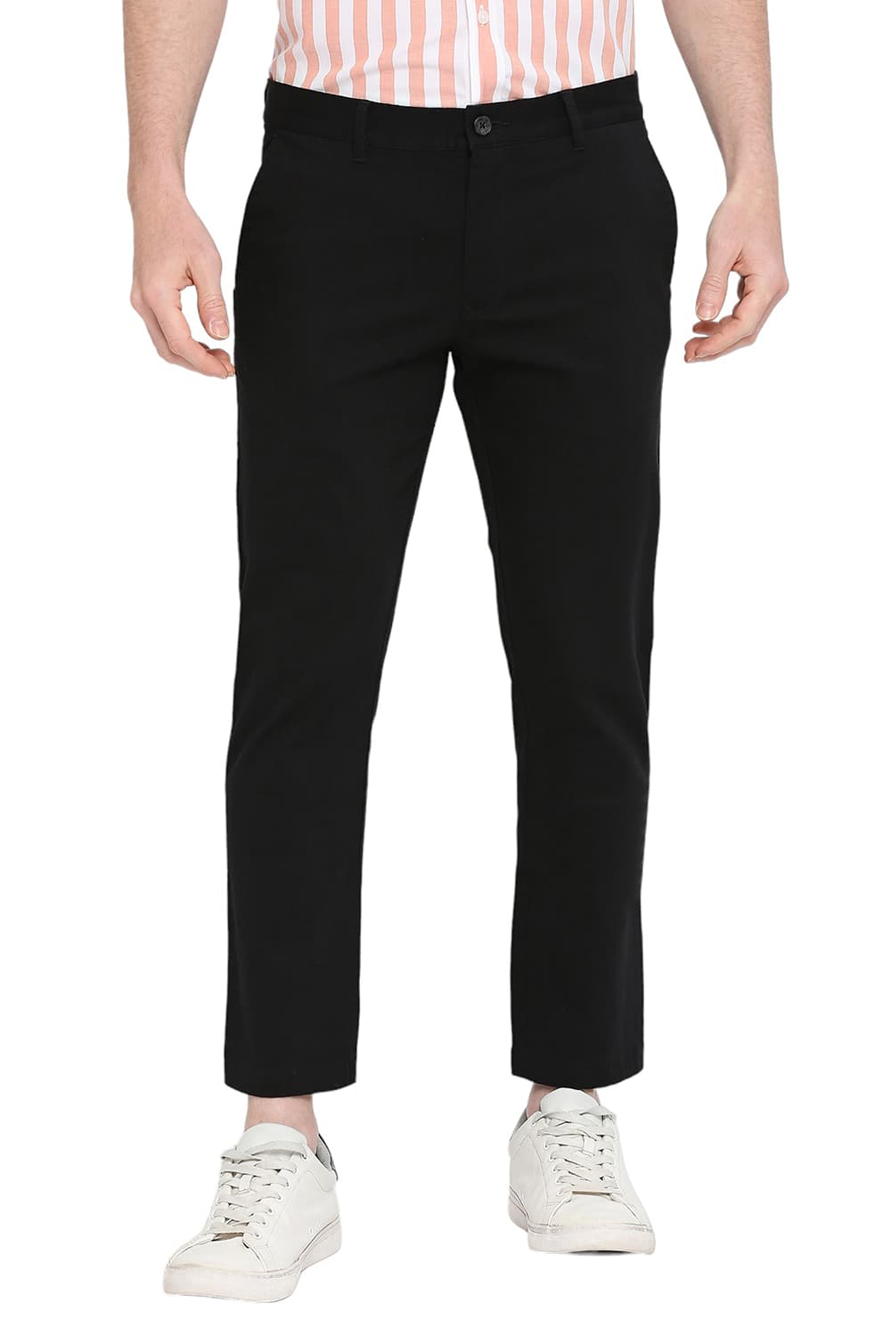 TAPERED FIT COTTON STRETCH DOBBY TROUSERS