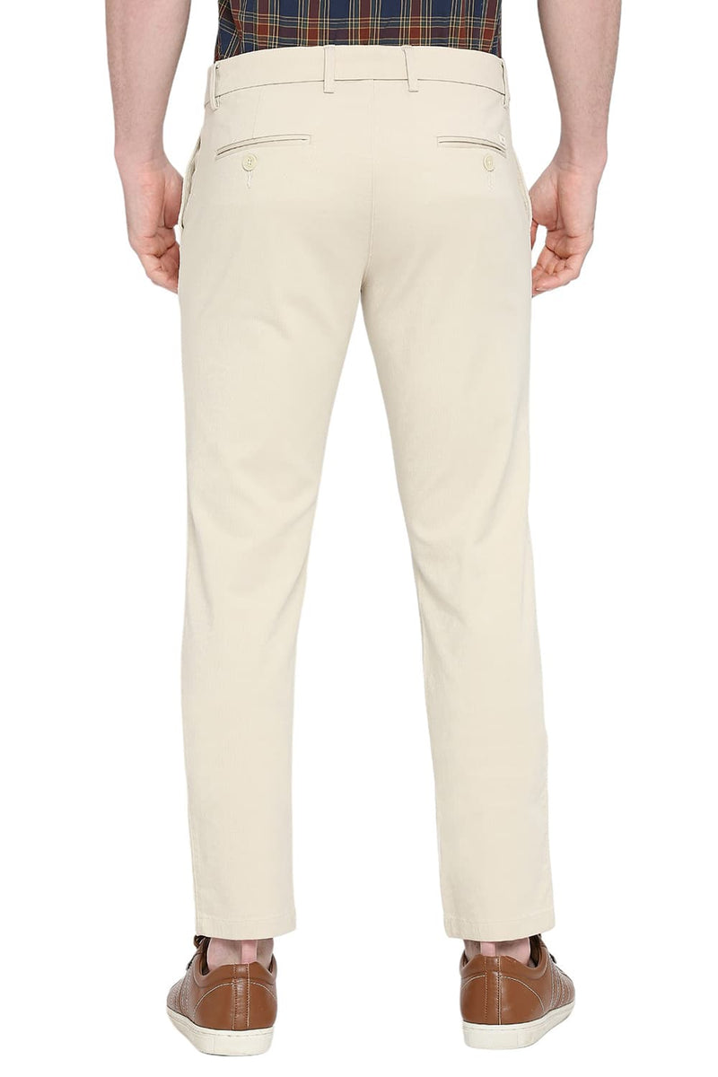 BASICS TAPERED FIT COTTON STRETCH DOBBY TROUSERS