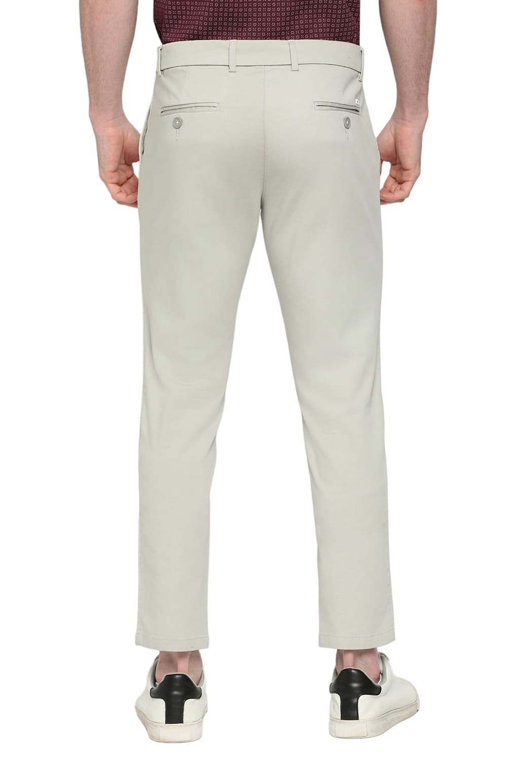 BASICS TAPERED FIT COTTON STRETCH DOBBY TROUSERS