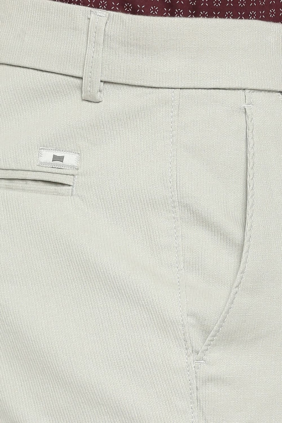 BASICS TAPERED FIT BELGIAN GREY COTTON STRETCH DOBBY TROUSERS