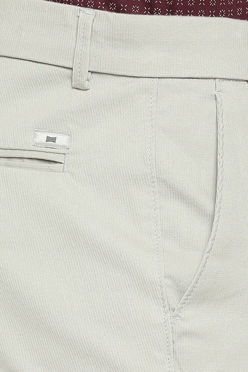 BASICS TAPERED FIT COTTON STRETCH DOBBY TROUSERS