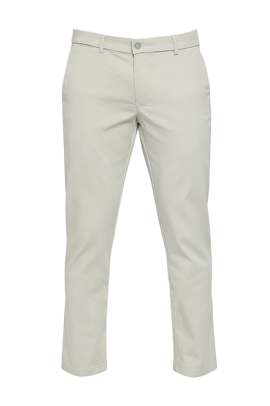 BASICS TAPERED FIT BELGIAN GREY COTTON STRETCH DOBBY TROUSERS