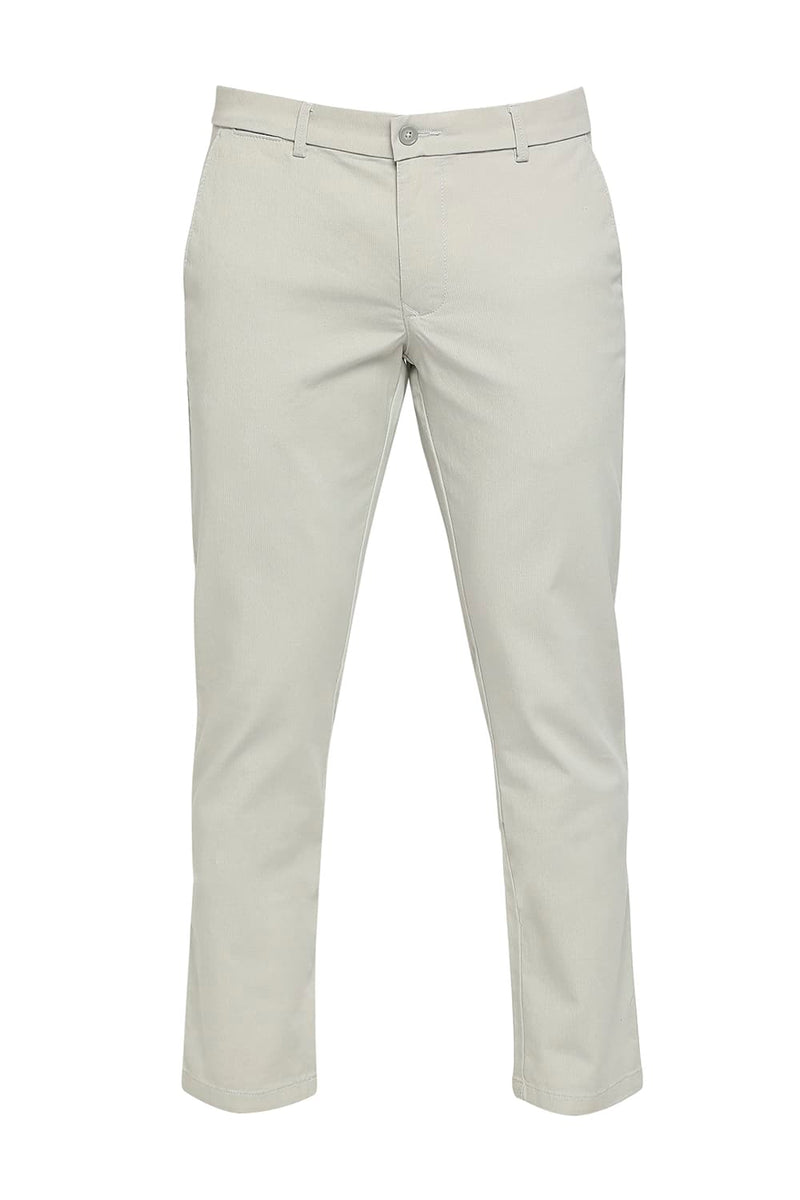 BASICS TAPERED FIT COTTON STRETCH DOBBY TROUSERS