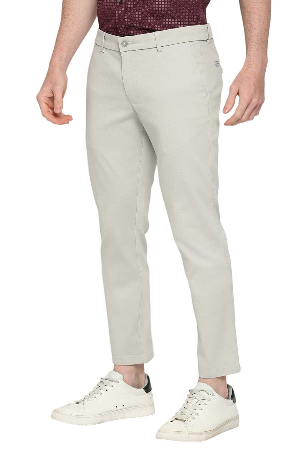 BASICS TAPERED FIT COTTON STRETCH DOBBY TROUSERS