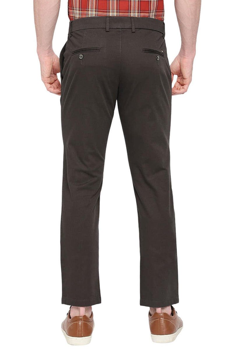 BASICS TAPERED FIT COTTON STRETCH DOBBY TROUSERS