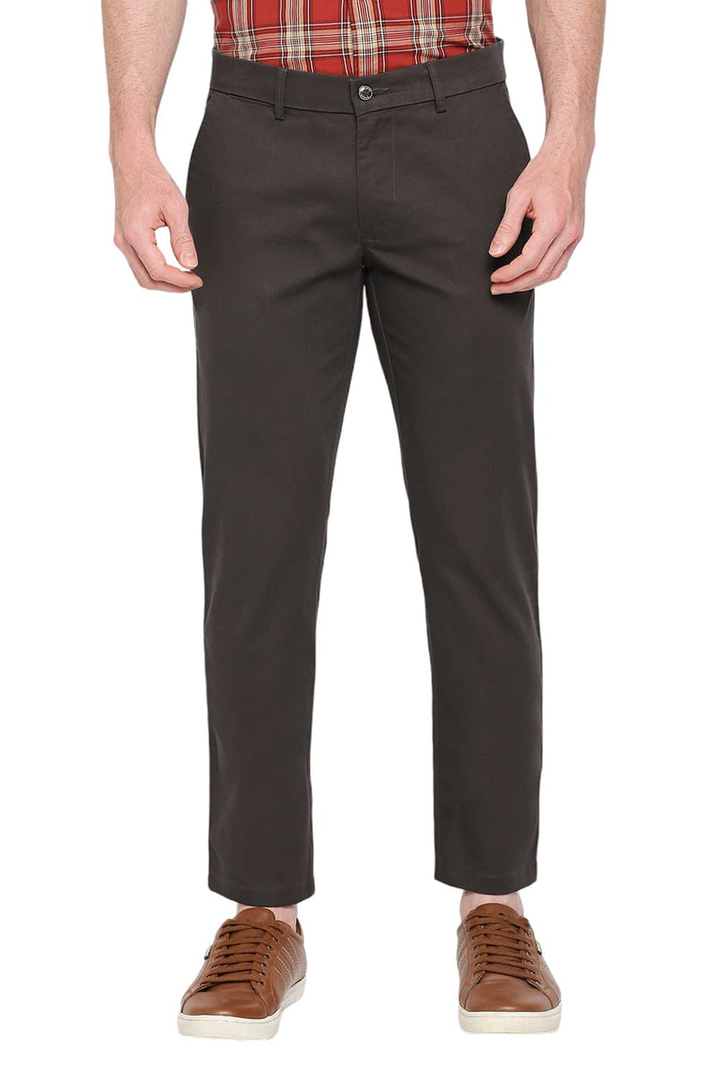 BASICS TAPERED FIT COTTON STRETCH DOBBY TROUSERS