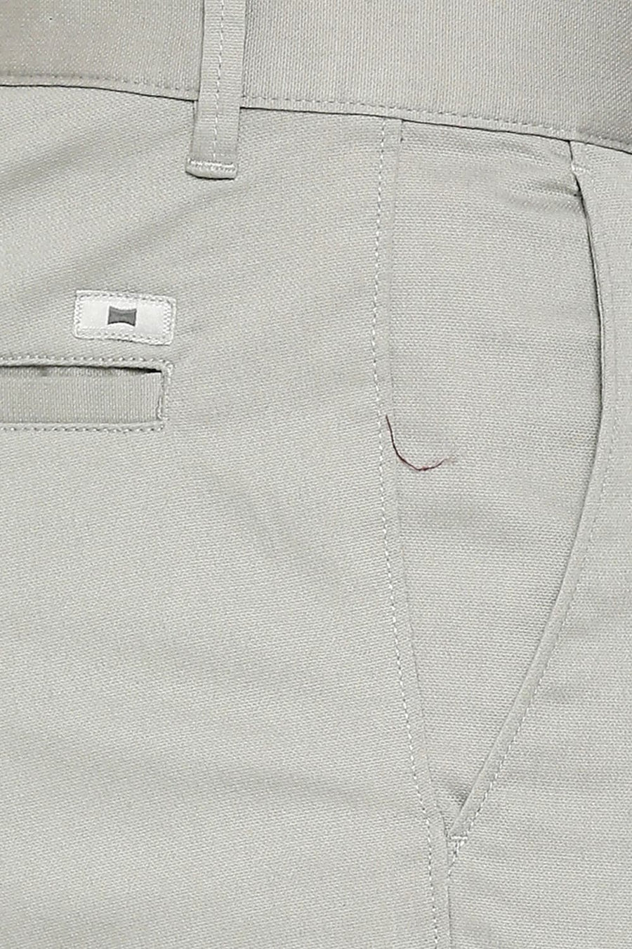 BASICS TAPERED FIT DRIZZLE GREY COTTON STRETCH DOBBY TROUSERS