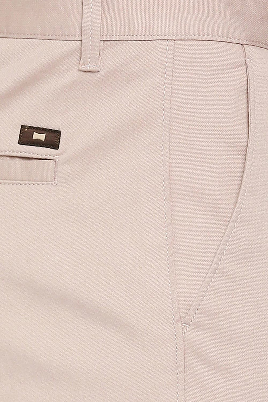 BASICS TAPERED FIT CAMEO PINK COTTON STRETCH DOBBY TROUSERS