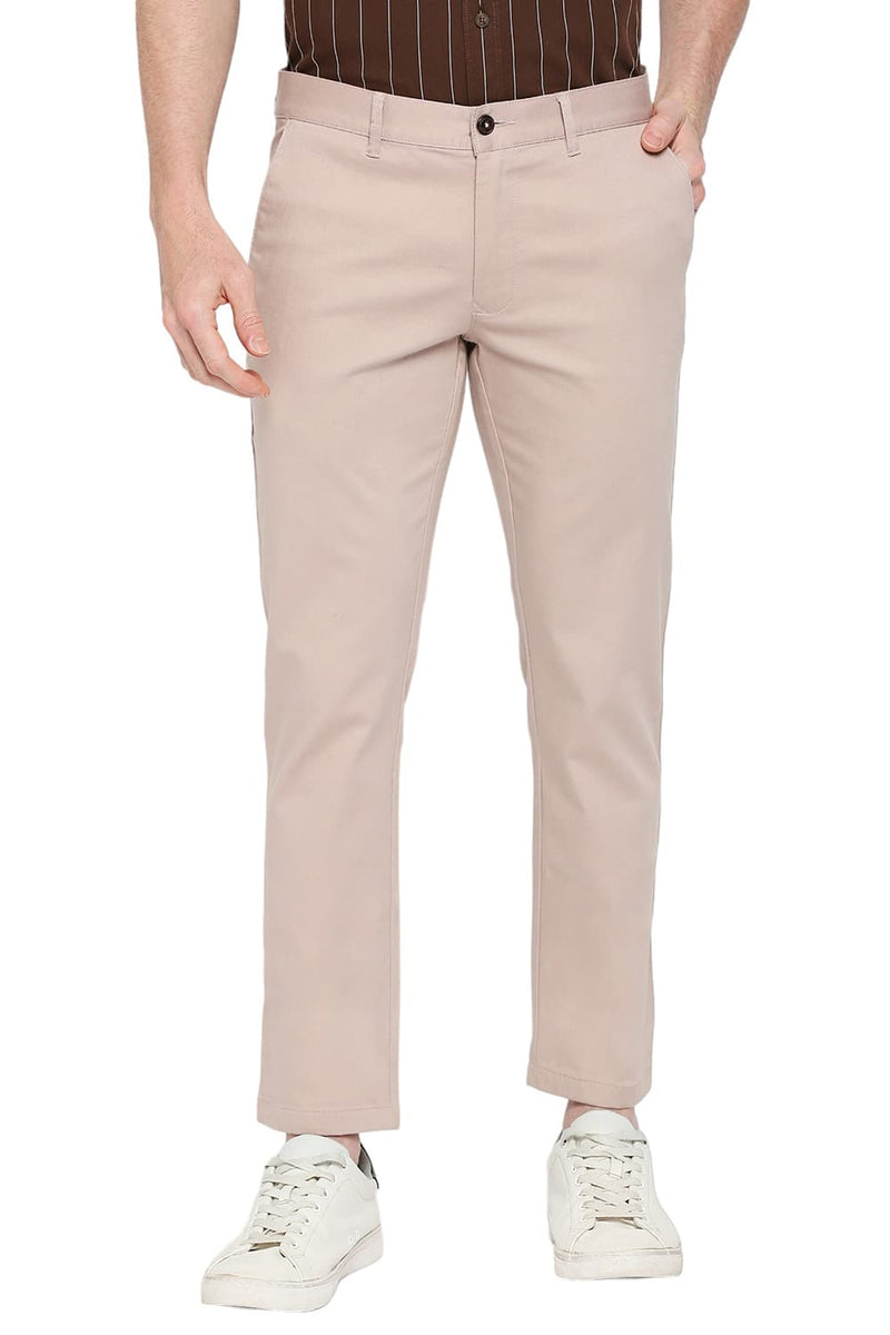 BASICS TAPERED FIT COTTON STRETCH DOBBY TROUSERS