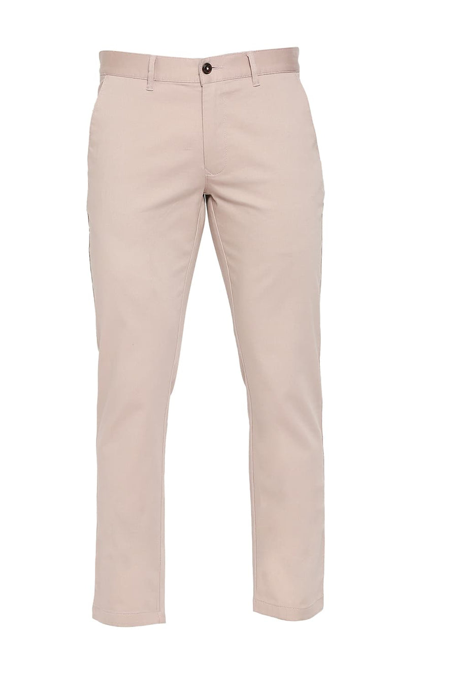 BASICS TAPERED FIT CAMEO PINK COTTON STRETCH DOBBY TROUSERS