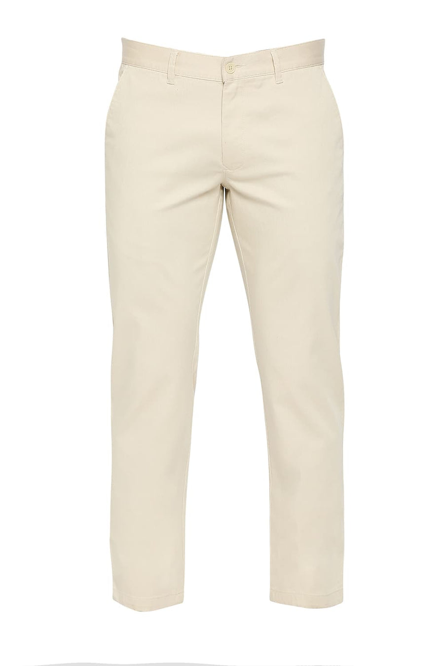 BASICS TAPERED FIT PISTACHIO STONE COTTON STRETCH DOBBY TROUSERS
