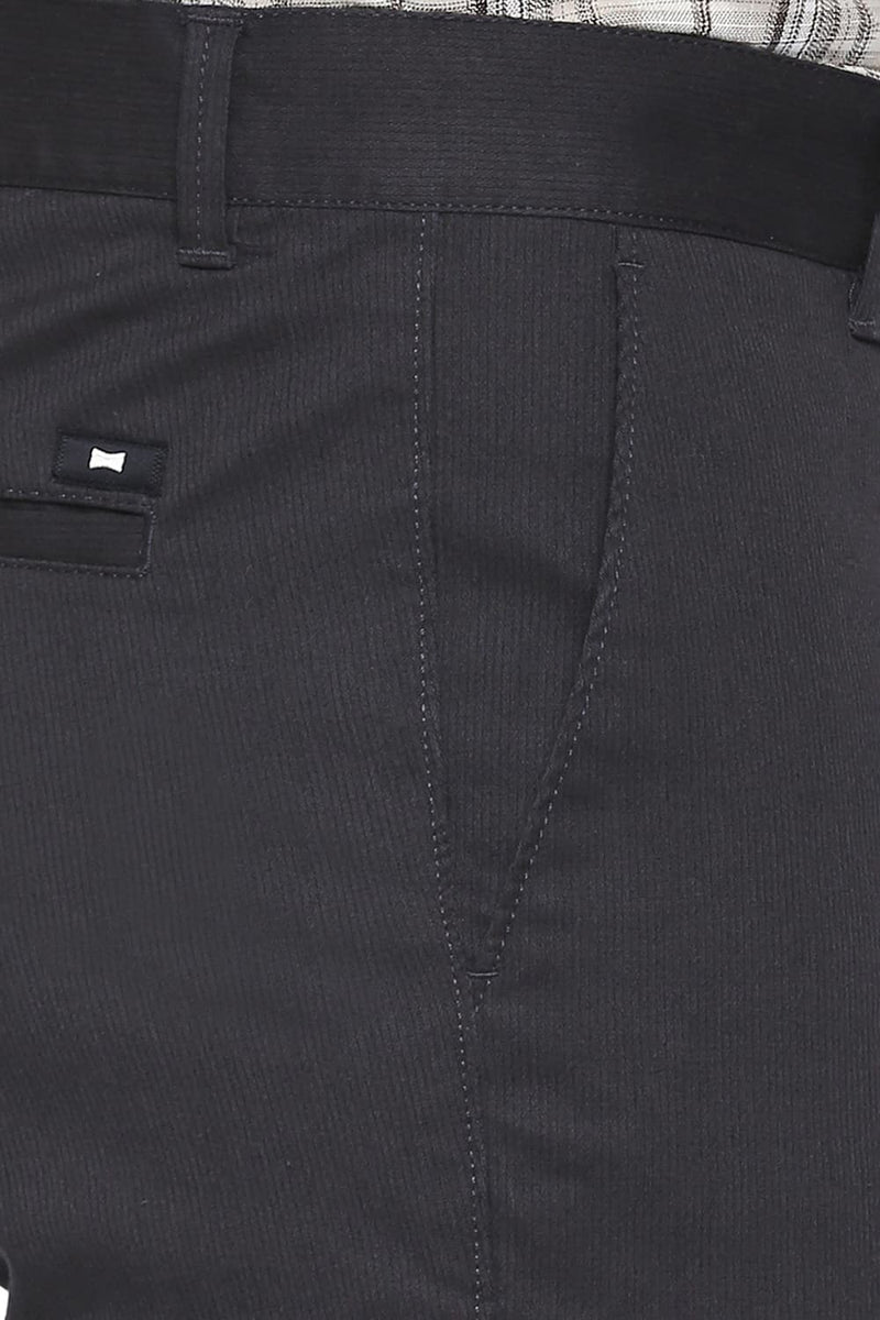 BASICS TAPERED FIT COTTON STRETCH DOBBY TROUSERS