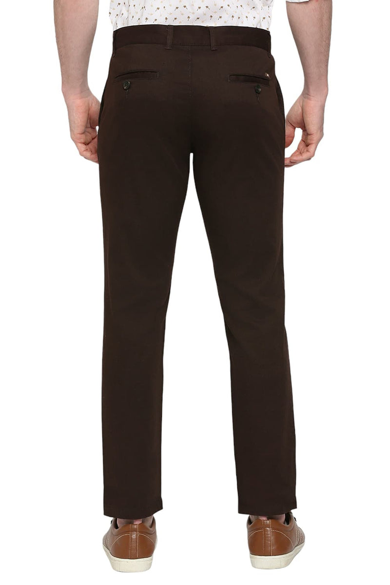 BASICS TAPERED FIT COTTON STRETCH DOBBY TROUSERS