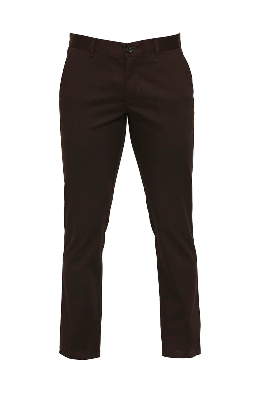 BASICS TAPERED FIT AFTER DARK BROWN COTTON STRETCH DOBBY TROUSERS