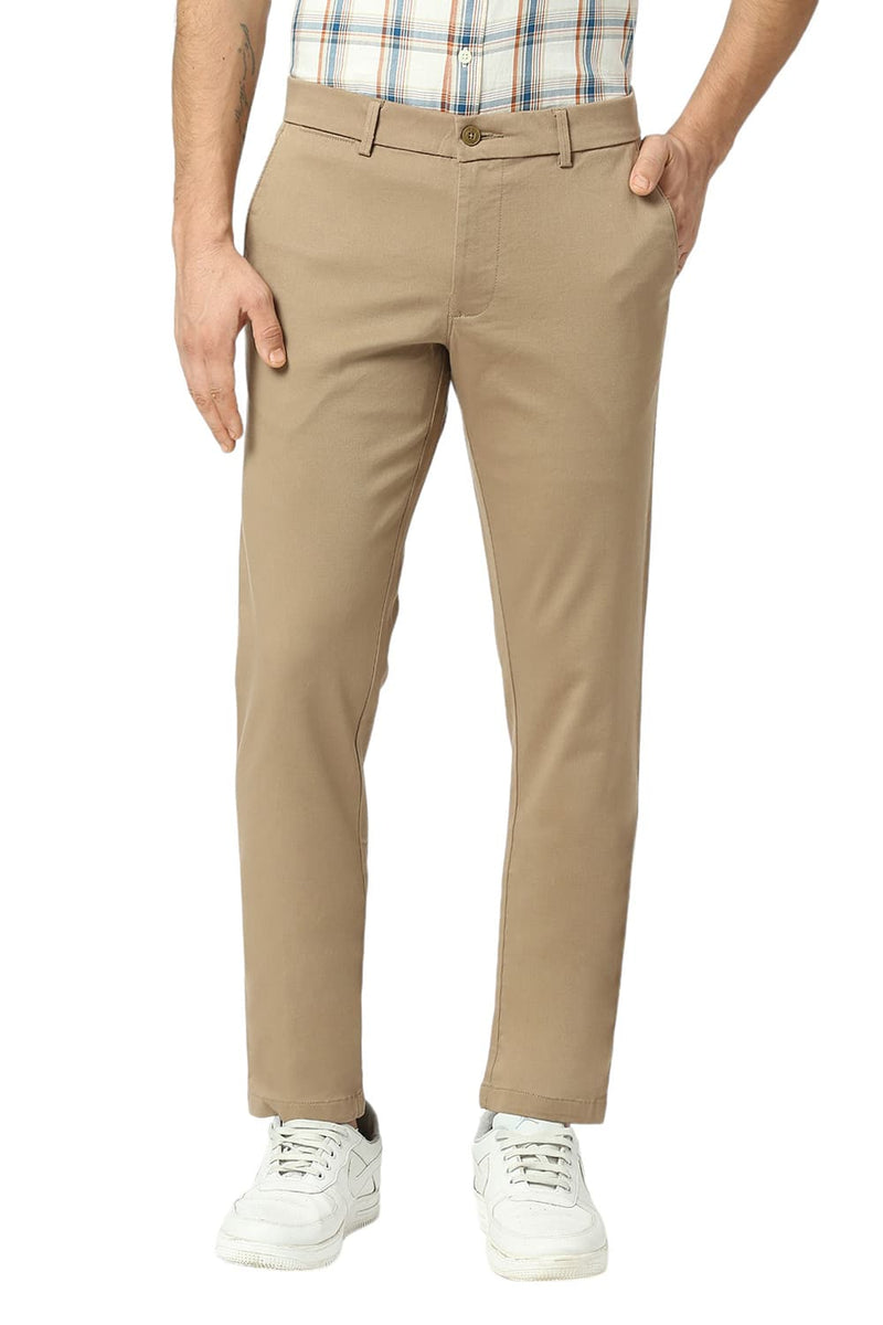 TAPERED FIT COTTON STRETCH DOBBY TROUSERS