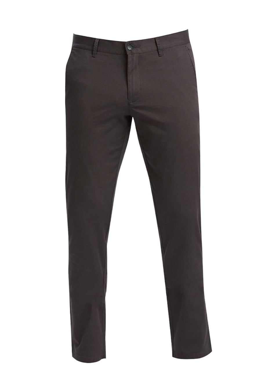 BASICS TAPERED FIT EBONY GREY COTTON STRETCH DOBBY TROUSERS