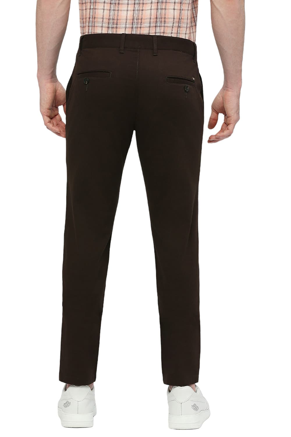 BASICS TAPERED FIT COTTON STRETCH DOBBY TROUSERS