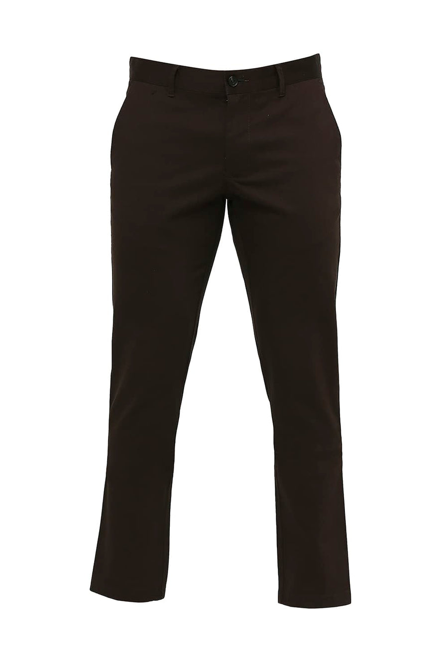 BASICS TAPERED FIT GANACHE COFFEE COTTON STRETCH DOBBY TROUSERS
