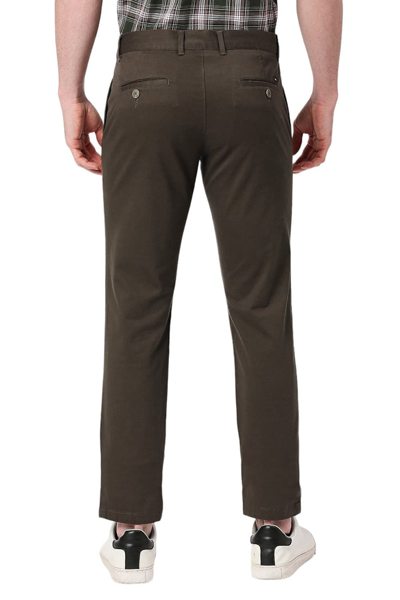 BASICS TAPERED FIT COTTON STRETCH DOBBY TROUSERS