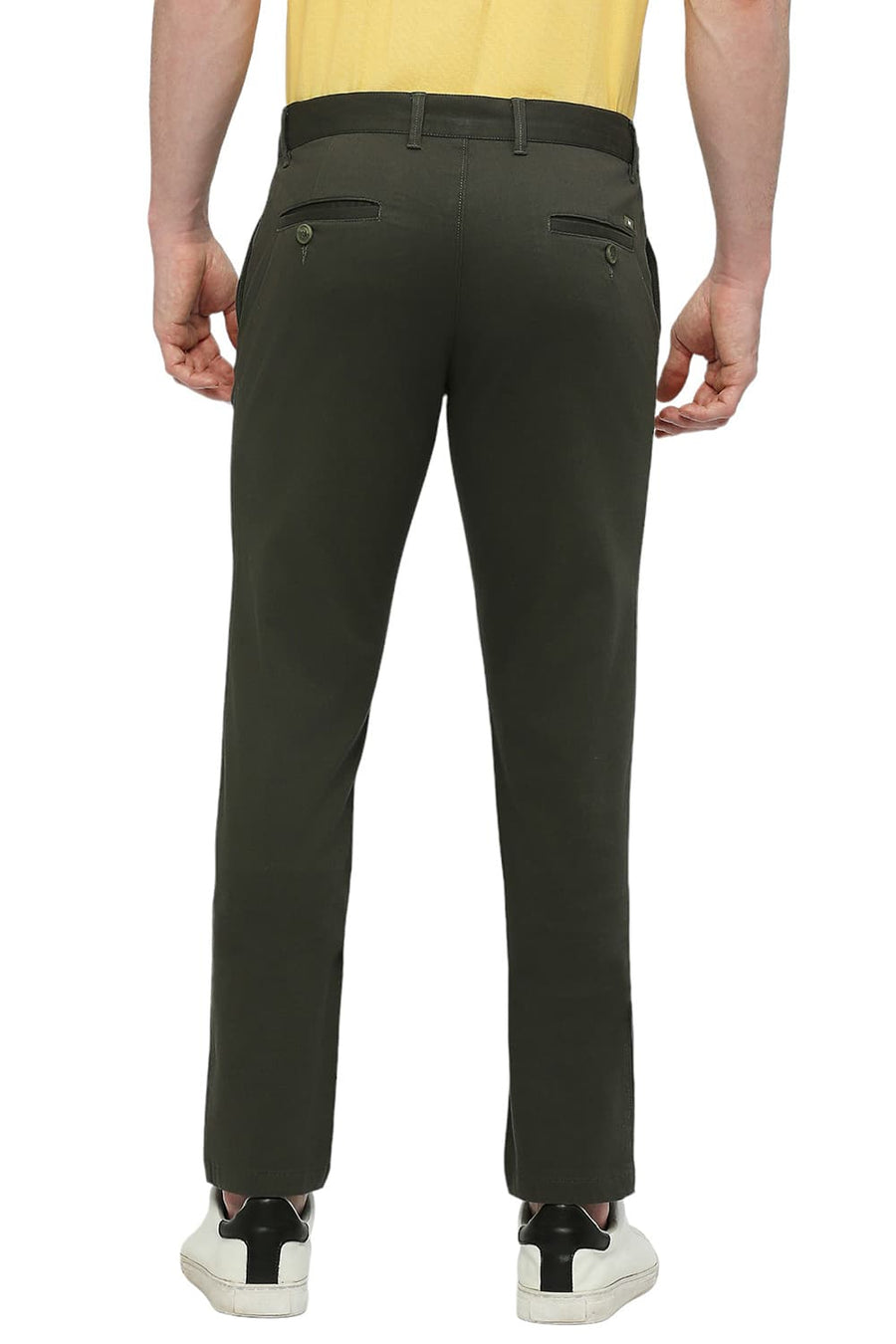BASICS TAPERED FIT DUFFEL GREY COTTON STRETCH DOBBY TROUSERS