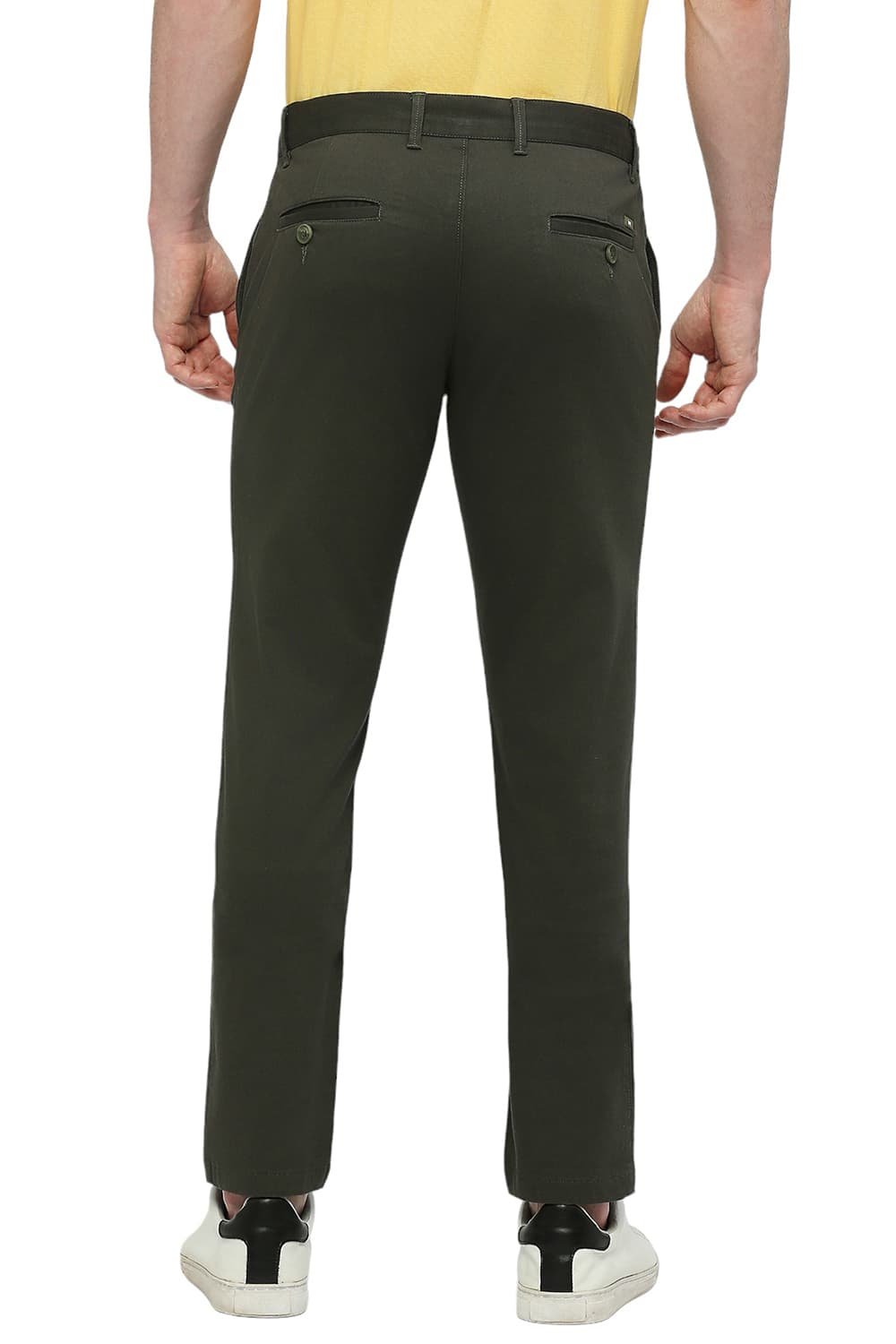 BASICS TAPERED FIT COTTON STRETCH DOBBY TROUSERS