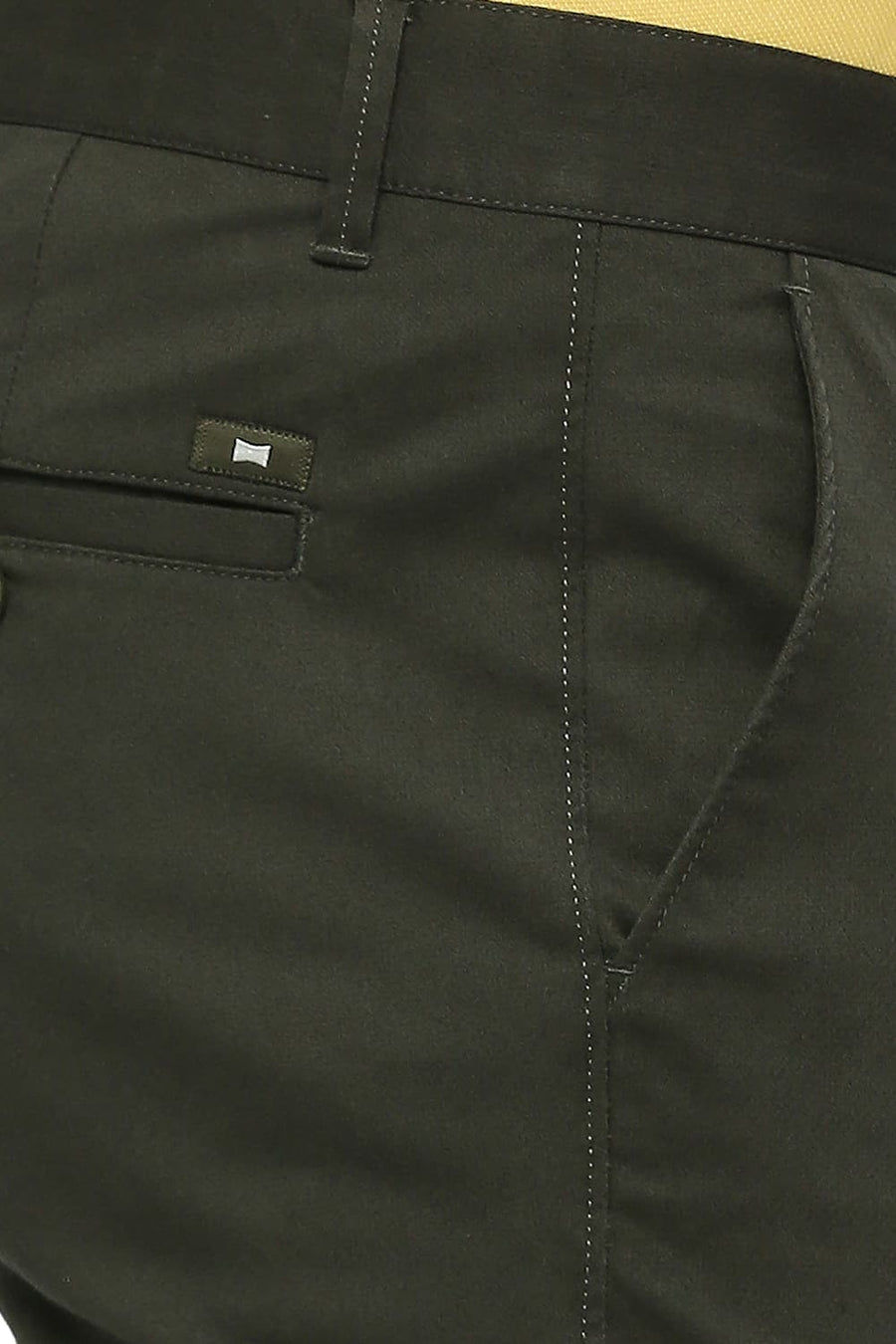 BASICS TAPERED FIT DUFFEL GREY COTTON STRETCH DOBBY TROUSERS