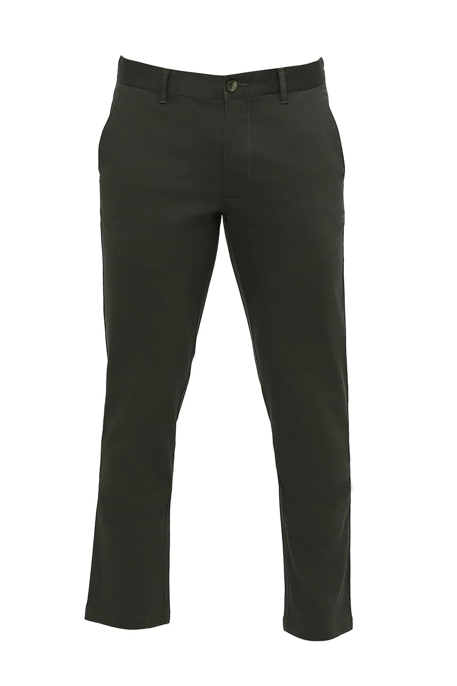 BASICS TAPERED FIT DUFFEL GREY COTTON STRETCH DOBBY TROUSERS