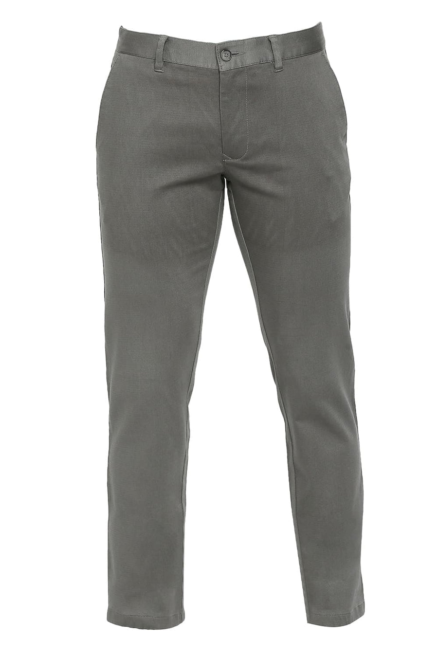 BASICS TAPERED FIT EBONY GREY COTTON STRETCH DOBBY TROUSERS