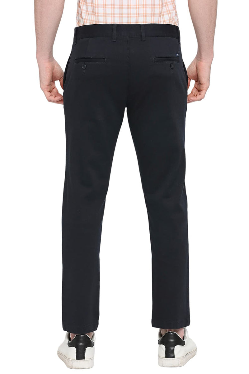 BASICS TAPERED FIT COTTON STRETCH DOBBY TROUSERS