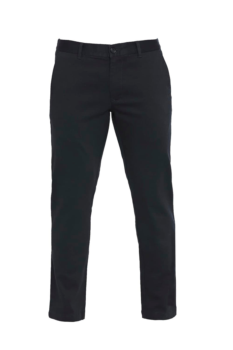 BASICS TAPERED FIT COTTON STRETCH DOBBY TROUSERS