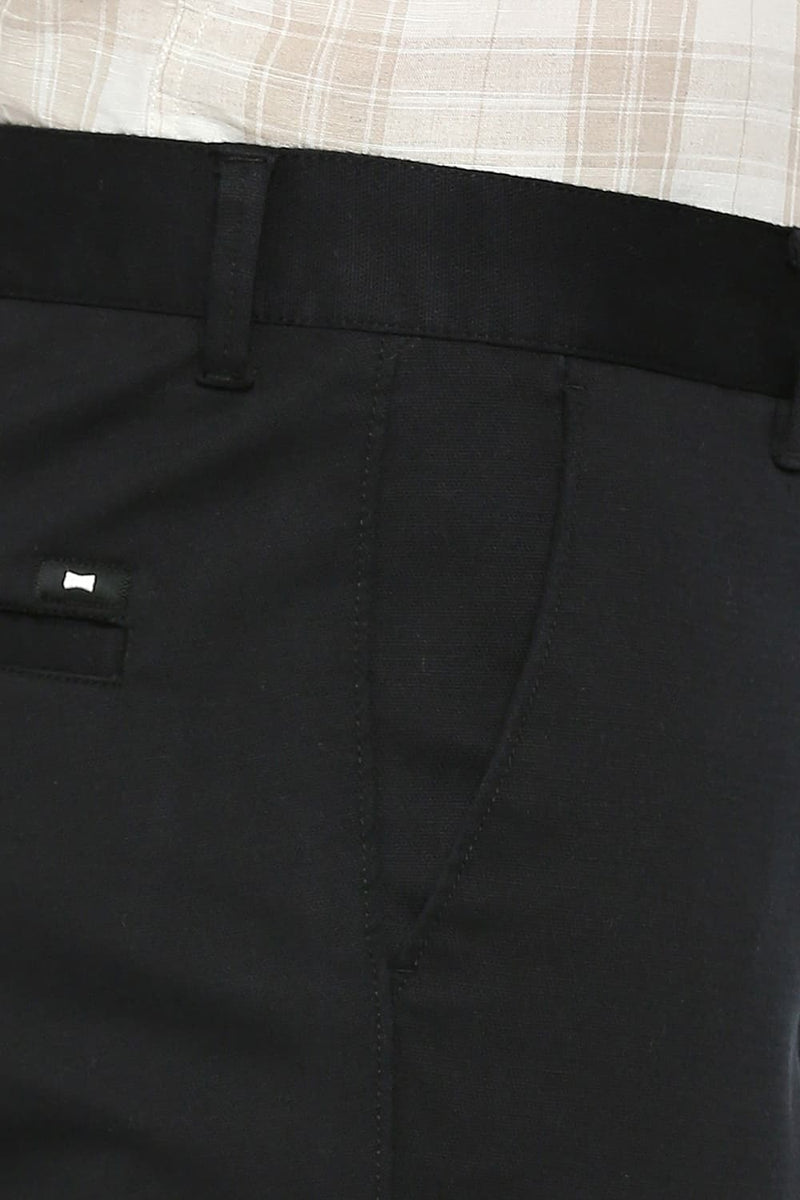 BASICS TAPERED FIT COTTON STRETCH DOBBY TROUSERS