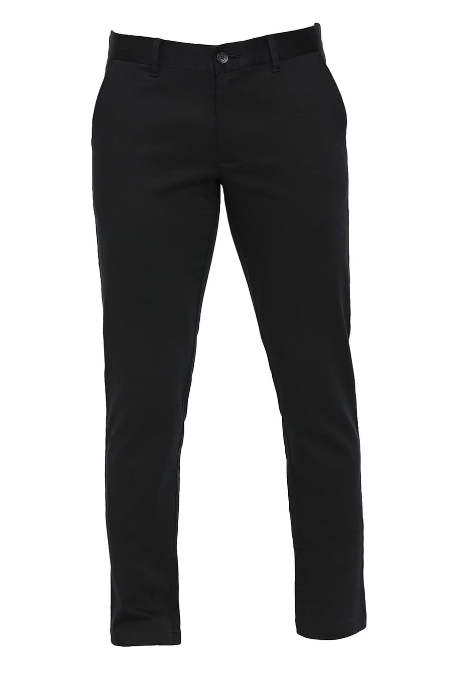 BASICS TAPERED FIT PHANTOM BLACK COTTON STRETCH DOBBY TROUSERS