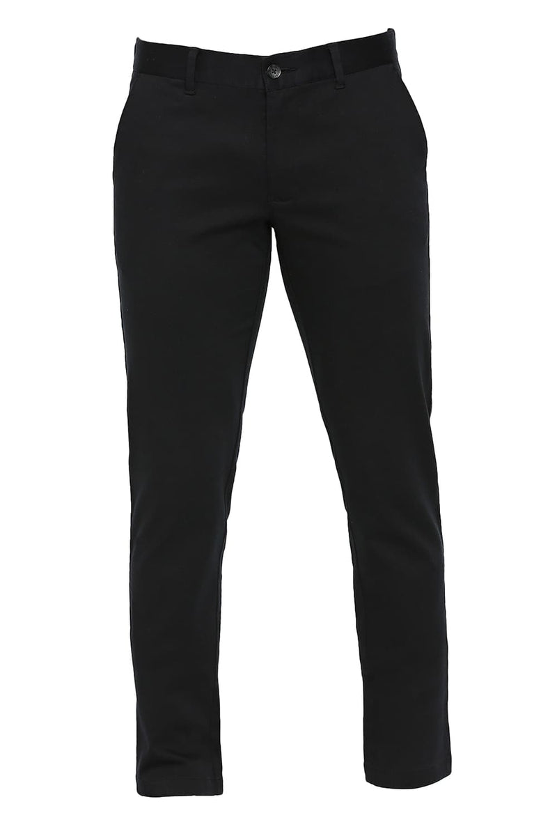 BASICS TAPERED FIT COTTON STRETCH DOBBY TROUSERS