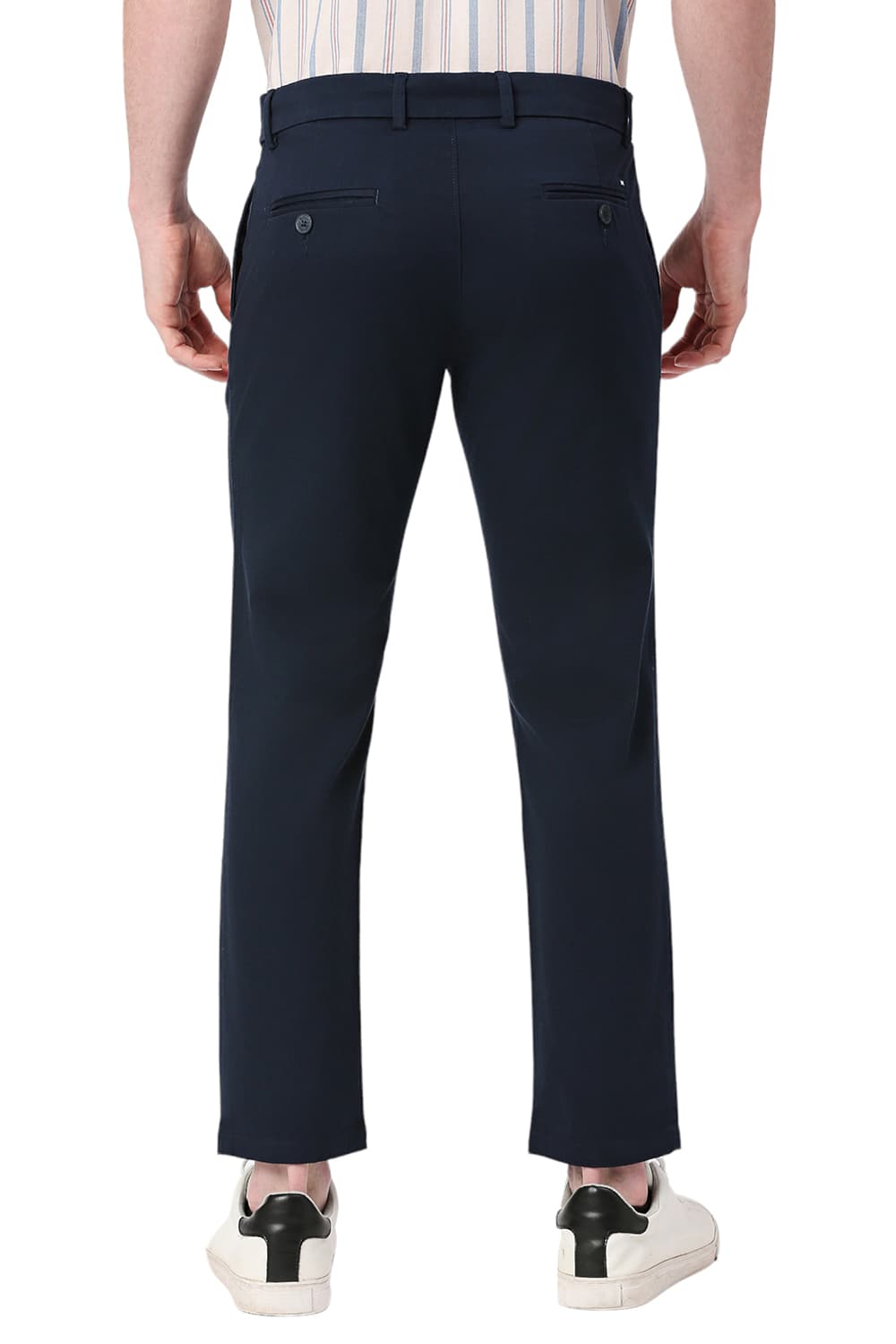 BASICS TAPERED FIT COTTON STRETCH DOBBY TROUSERS