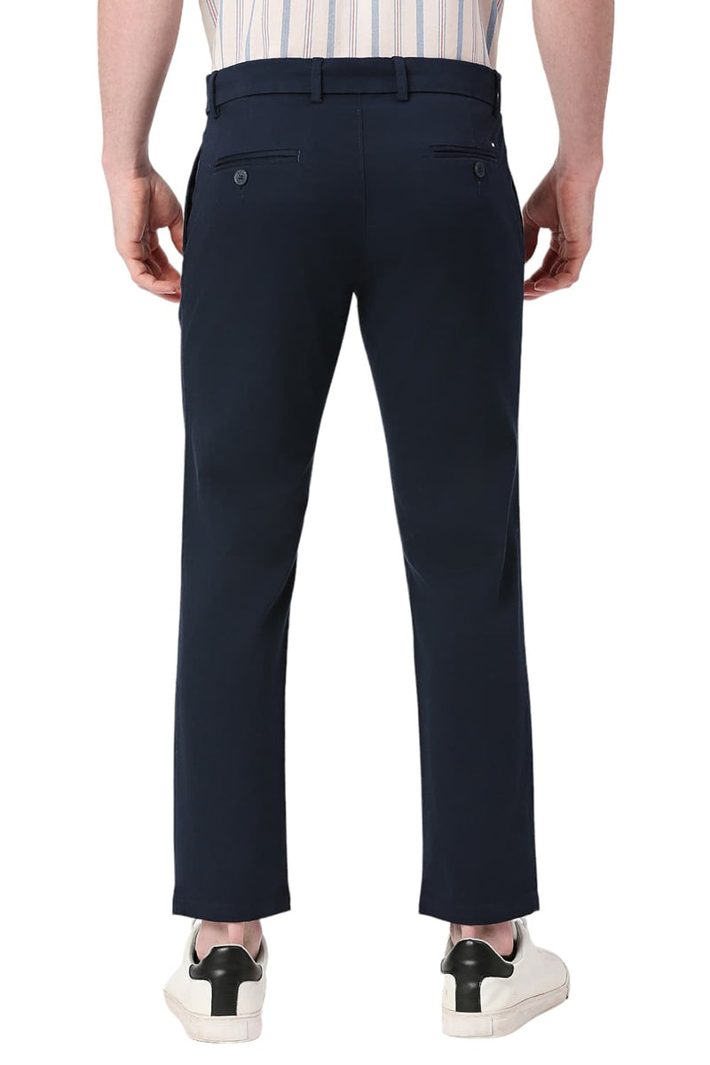 BASICS TAPERED FIT COTTON STRETCH DOBBY TROUSERS