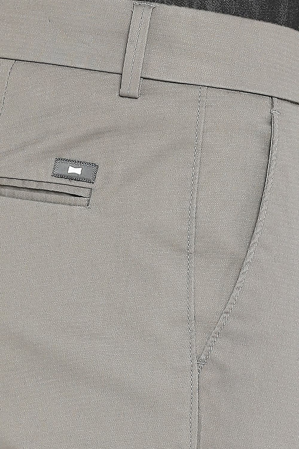 BASICS TAPERED FIT COTTON STRETCH DOBBY TROUSERS