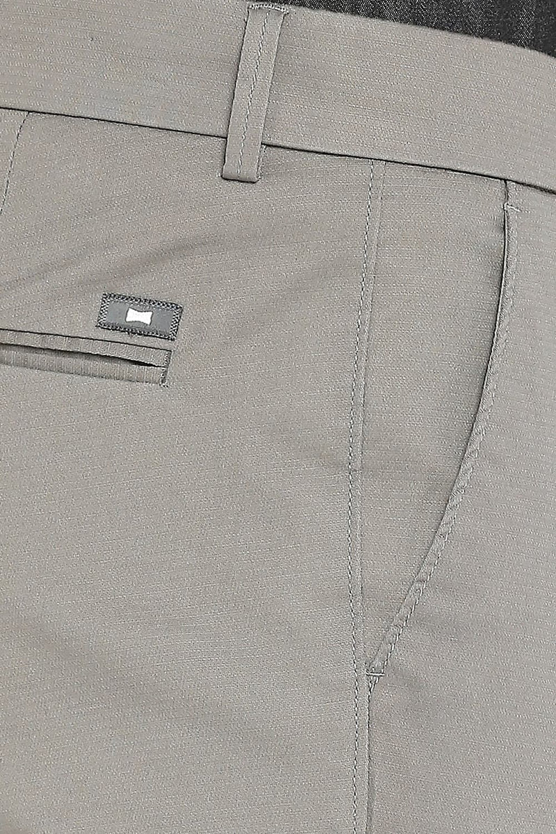 BASICS TAPERED FIT COTTON STRETCH DOBBY TROUSERS