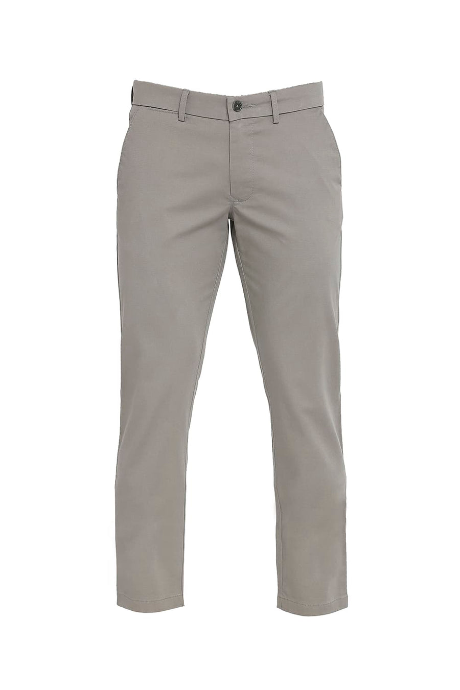 BASICS TAPERED FIT GRANITE GREY COTTON STRETCH DOBBY TROUSERS