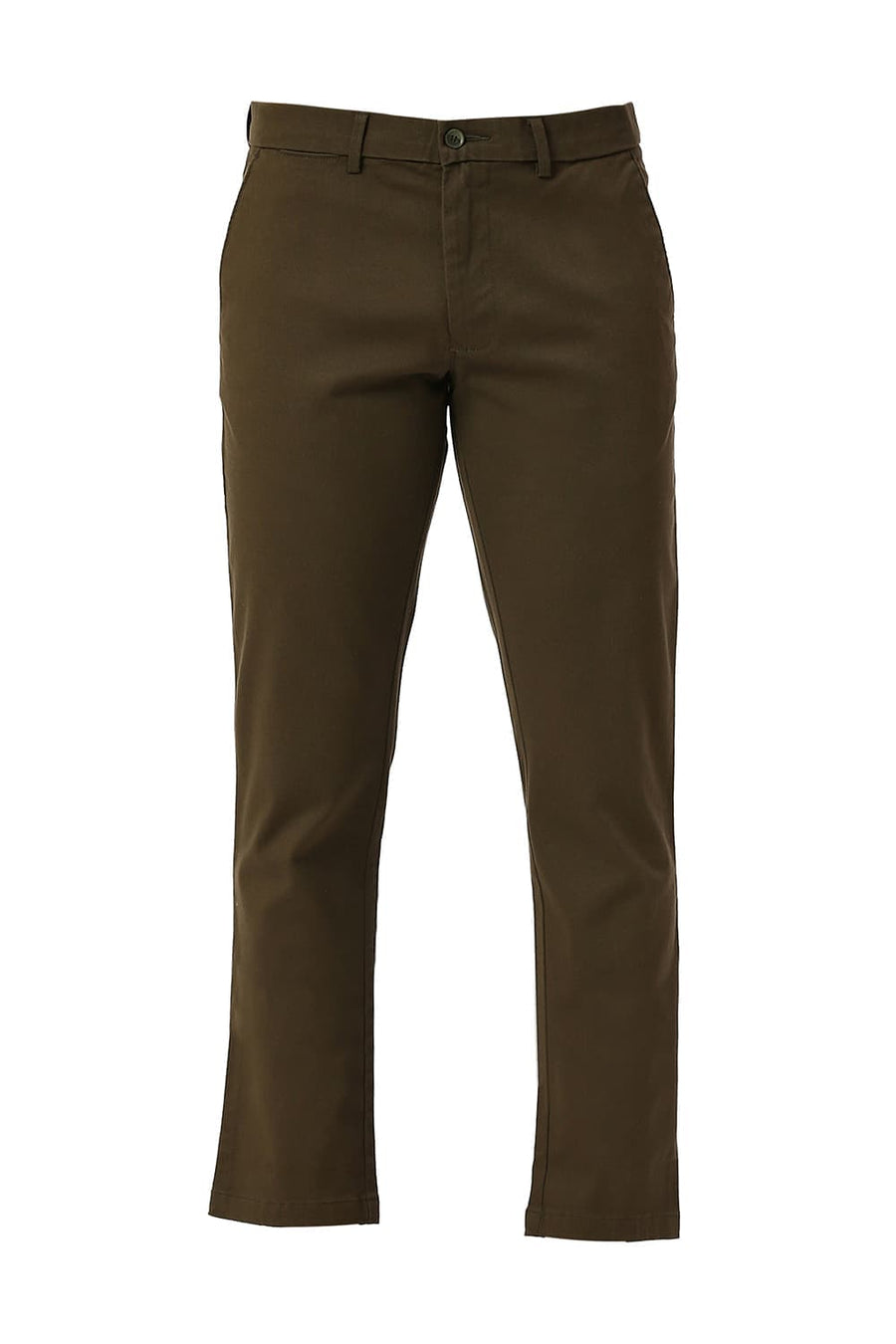 BASICS TAPERED FIT TAMAC DARK GREEN COTTON STRETCH DOBBY TROUSERS