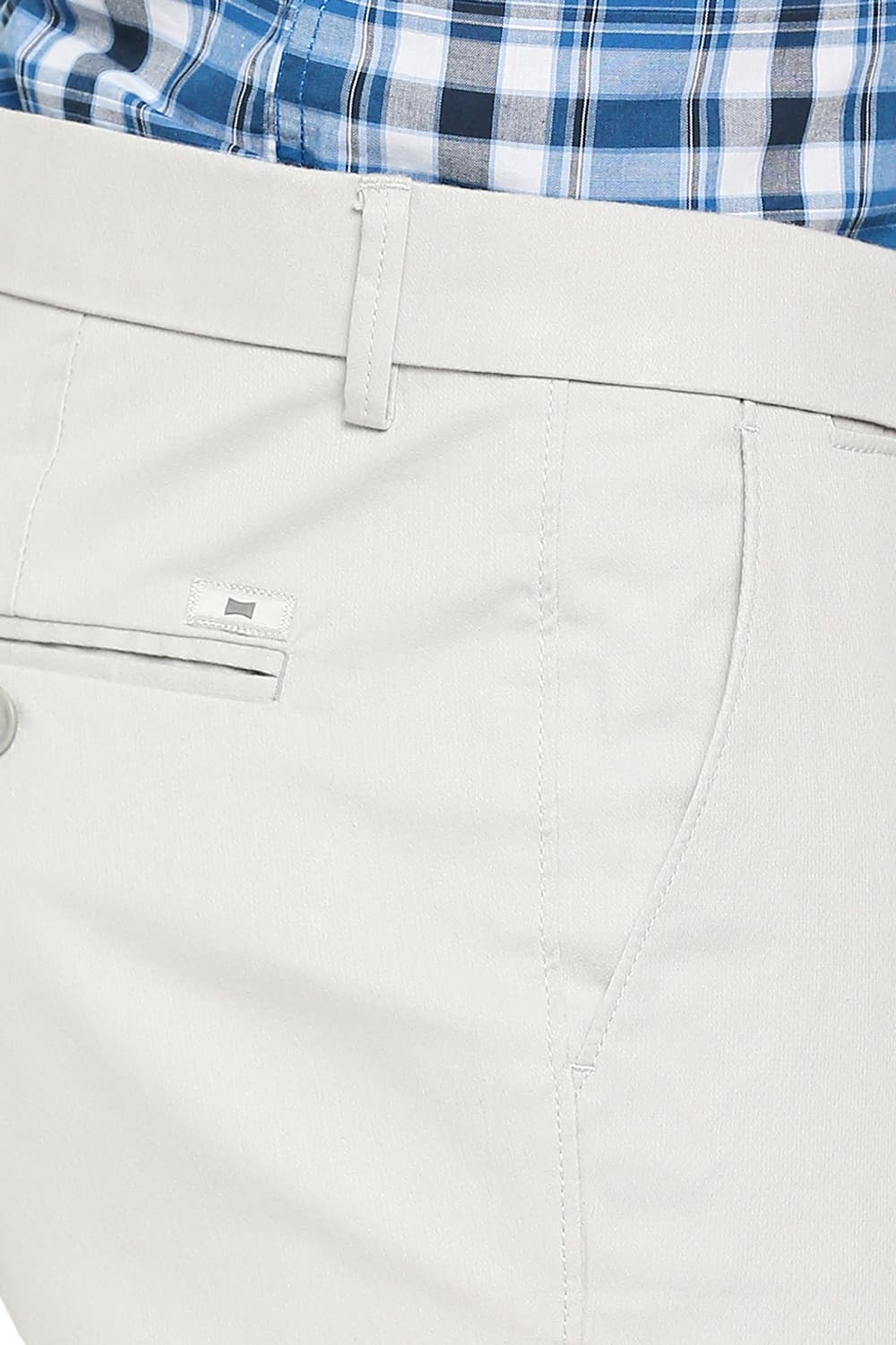 BASICS TAPERED FIT COTTON STRETCH DOBBY TROUSERS