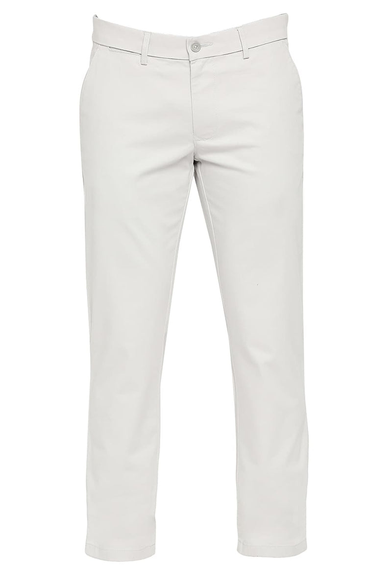 BASICS TAPERED FIT COTTON STRETCH DOBBY TROUSERS