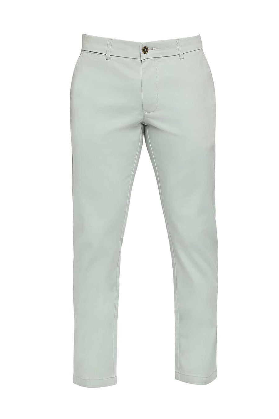 BASICS TAPERED FIT SPROUT GREEN COTTON STRETCH DOBBY TROUSERS