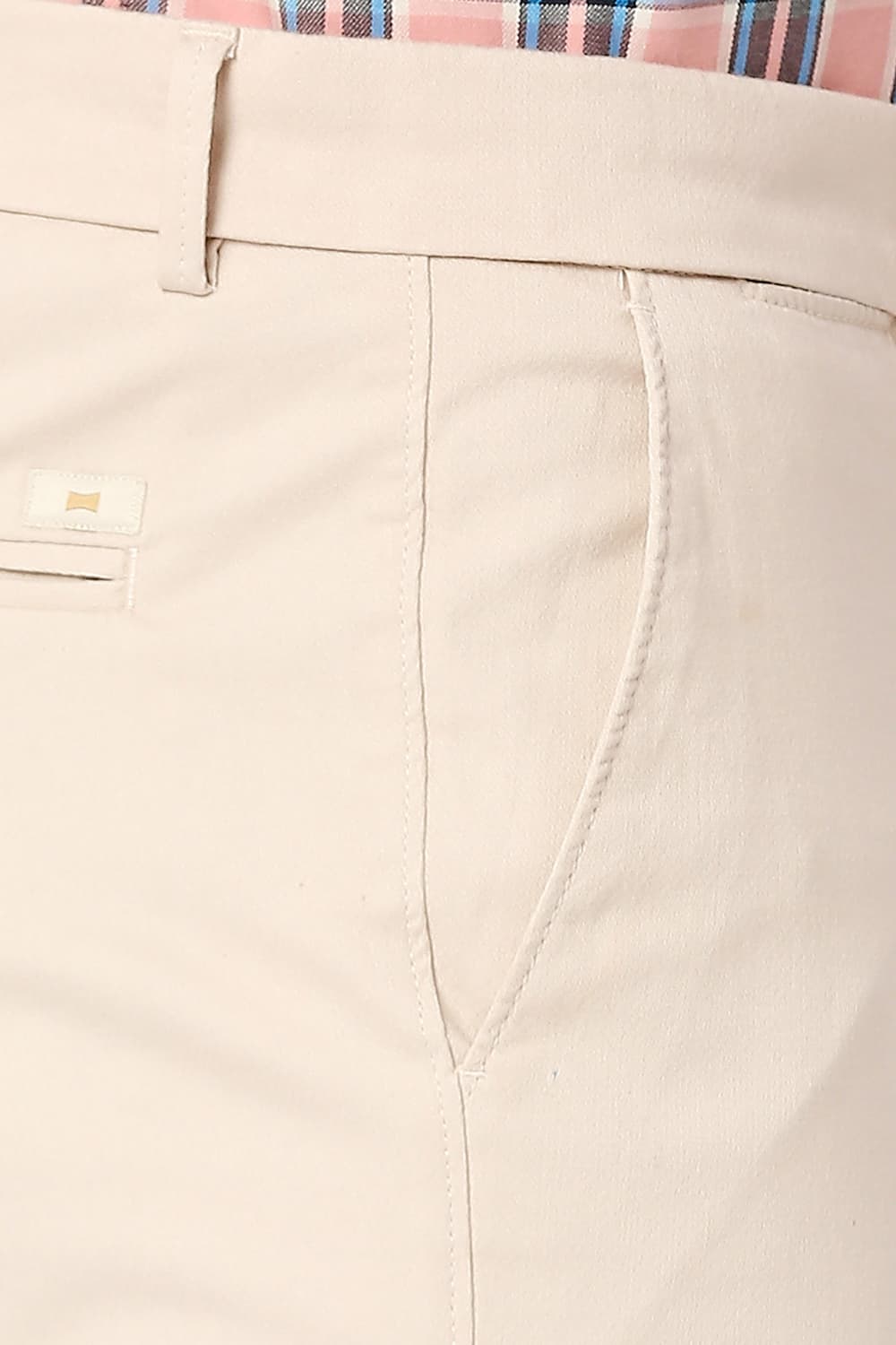 BASICS TAPERED FIT COTTON STRETCH DOBBY TROUSERS