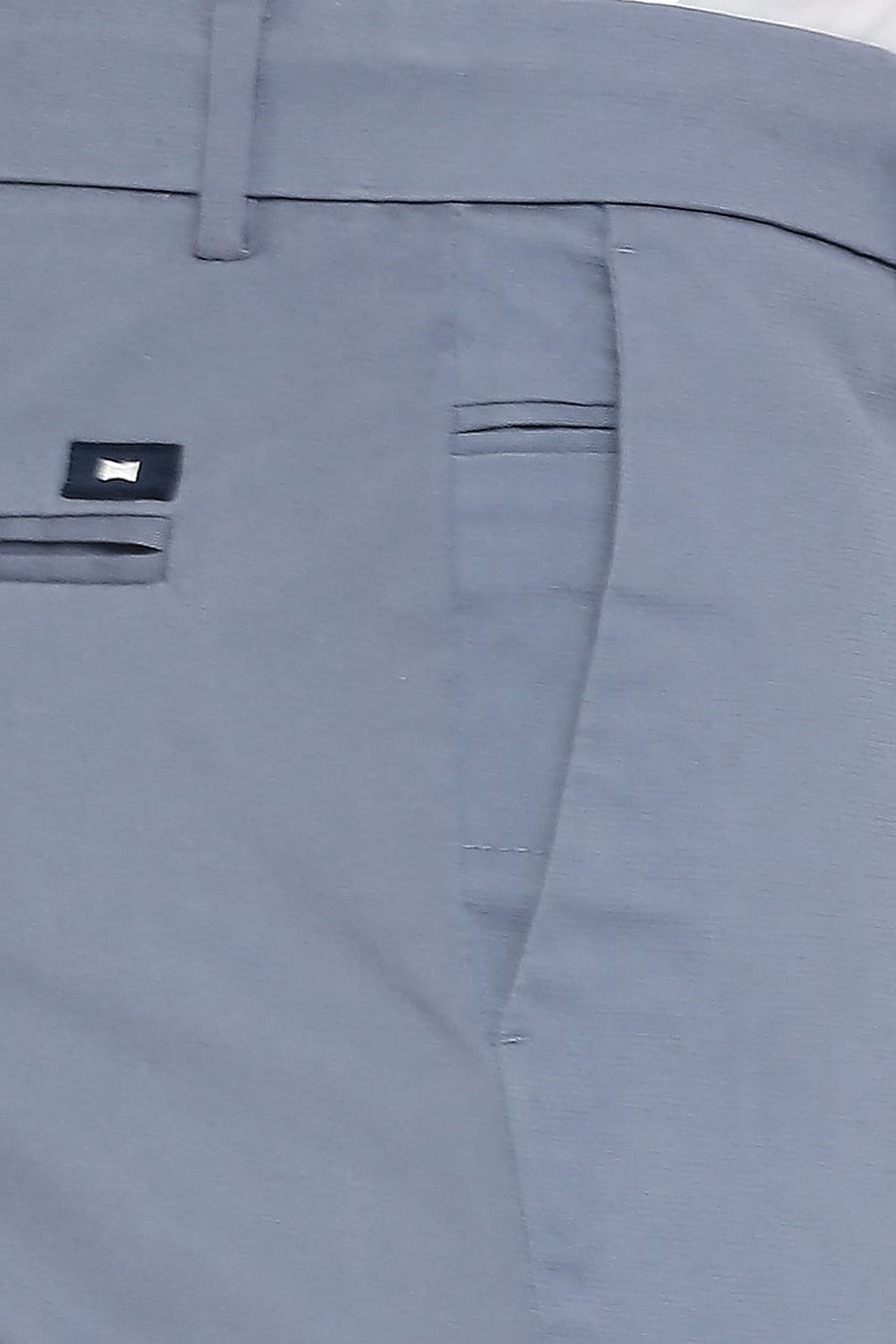 BASICS TAPERED FIT VINTAGE BLUE COTTON STRETCH DOBBY TROUSERS