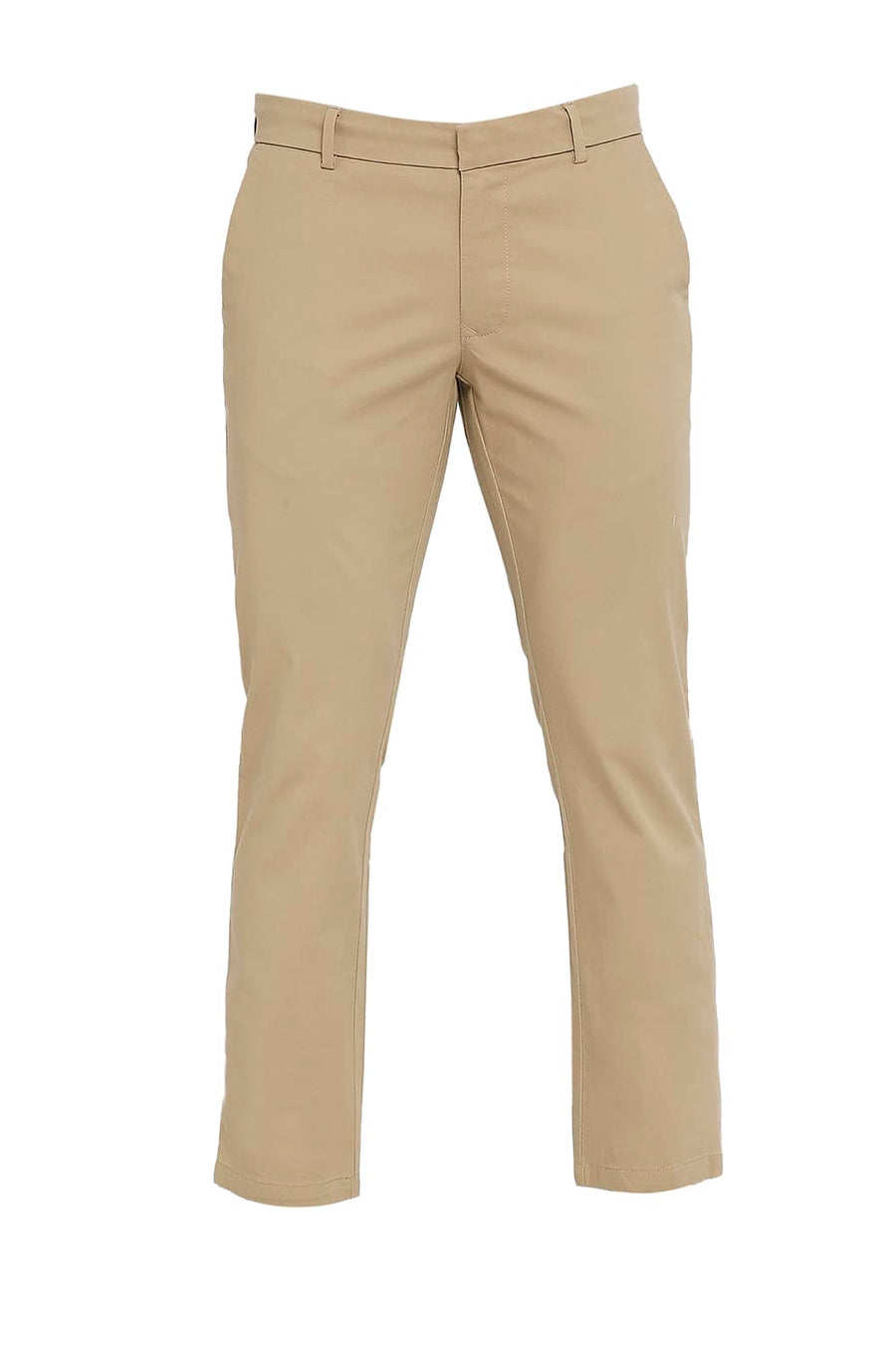 BASICS TAPERED FIT CANDIED KHAKI COTTON STRETCH DOBBY TROUSERS
